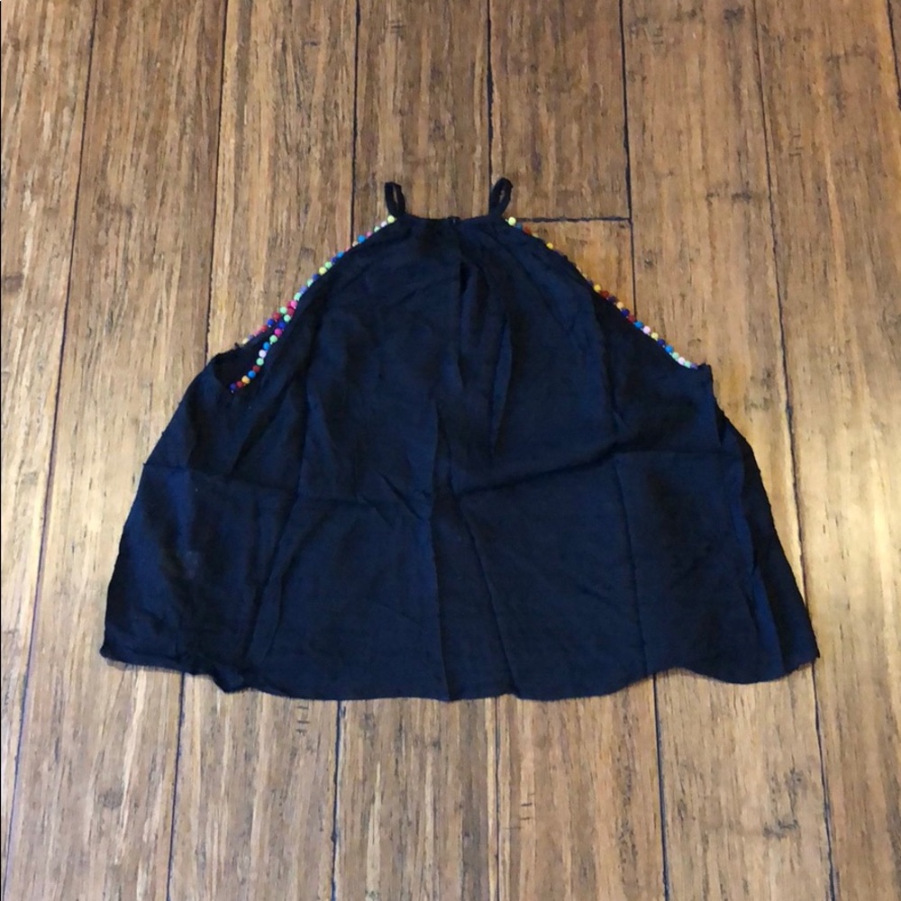 Black Sleeveless Dotted Pompom Top - Picture 4 of 4